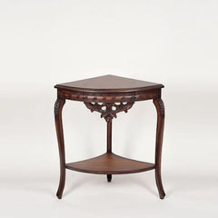 Modern Teak Corner Table with Geometric Design