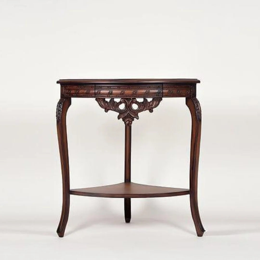 Modern Teak Corner Table with Geometric Design