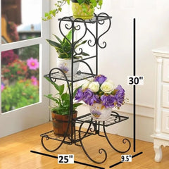 Victorian Four-Tier Plant Stand with Scrollwork Design