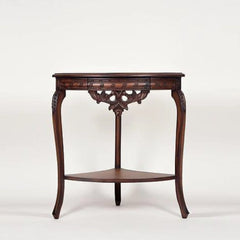 Modern Teak Corner Table with Geometric Design