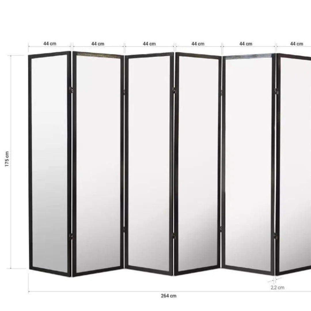 Modern Six-Panel Room Divider with Grid Pattern Design-Wooden Crest
