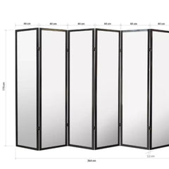 Modern Six-Panel Room Divider with Grid Pattern Design-Wooden Crest
