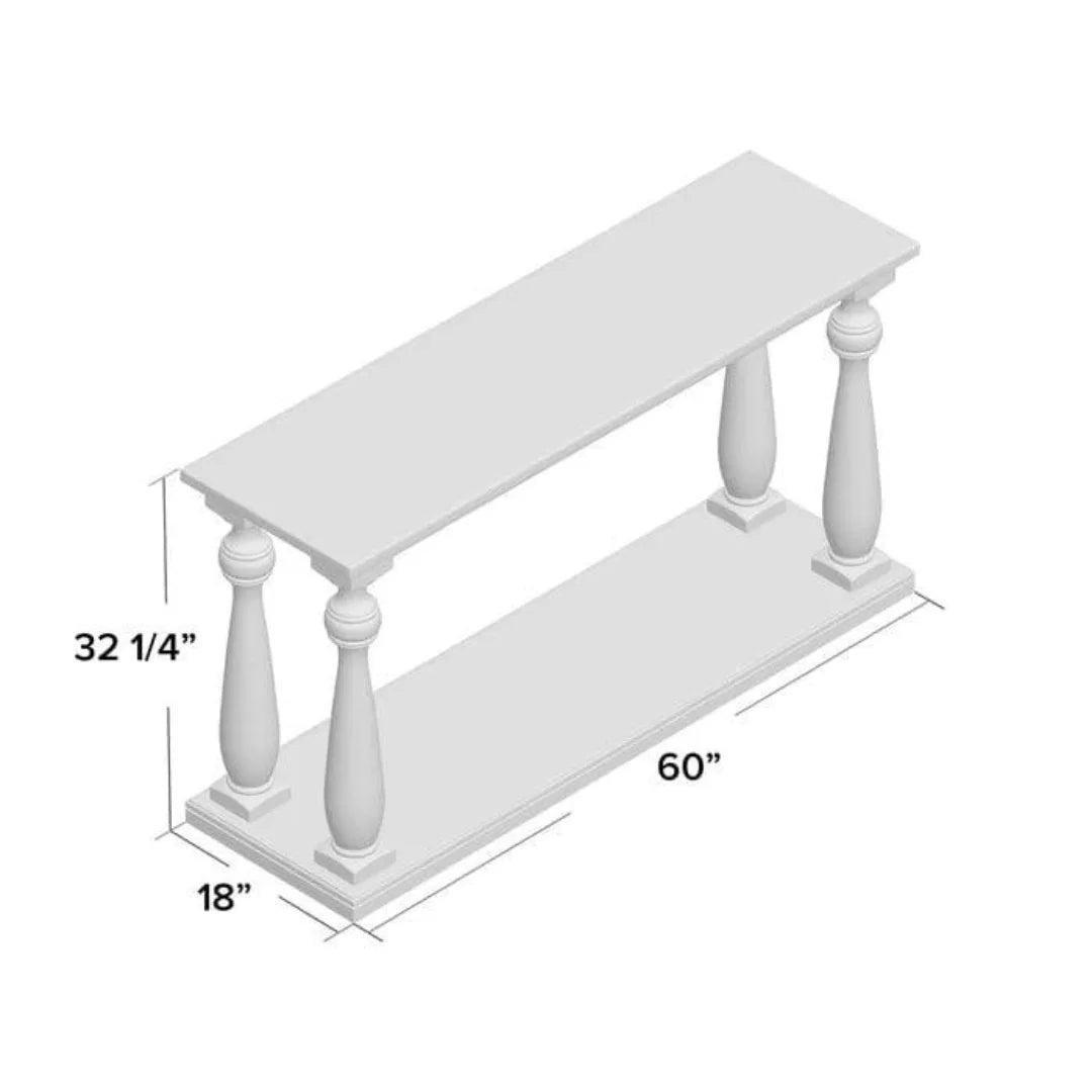 Traditional Turned Leg Console Table with Display Shelf