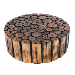 Rustic Round Wood Slice Plant Stand