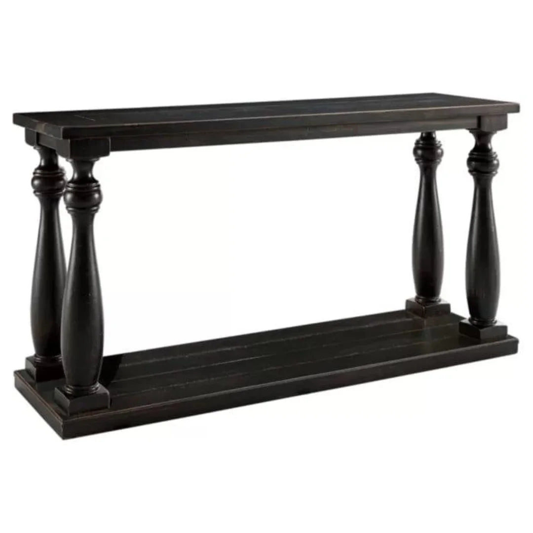 Traditional Turned Leg Console Table with Display Shelf