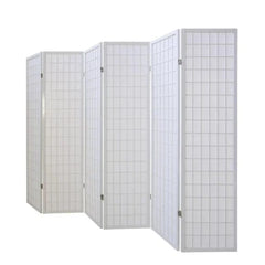 Modern Six-Panel Room Divider with Grid Pattern Design-Wooden Crest