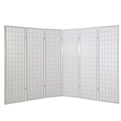 Modern Six-Panel Room Divider with Grid Pattern Design-Wooden Crest