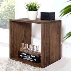 Modern Cubic Side Table with Open Storage Design