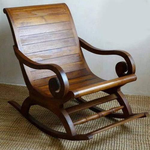 Hand Carved Sheesham Wood Rocking Chair Antique Design