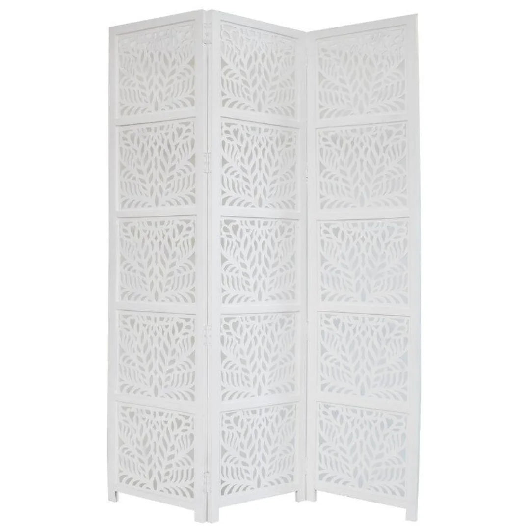 Godfrey Three-Panel Room Divider with Palm Frond Design