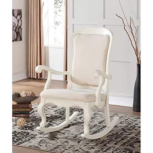 Handicraft Graceful Rocking Chair – Solid Wood with White Cushion