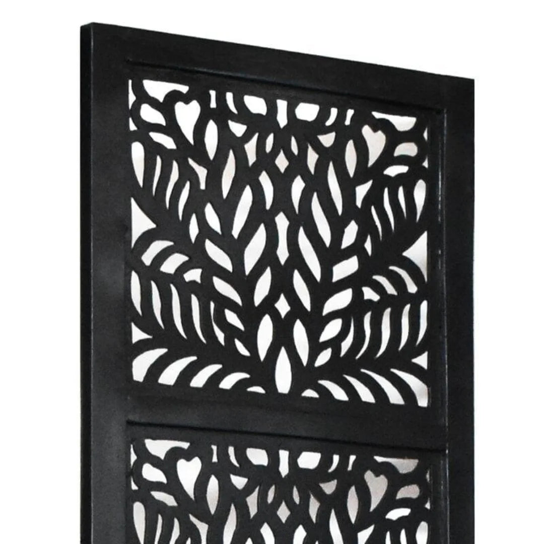 Godfrey Three-Panel Room Divider with Palm Frond Design