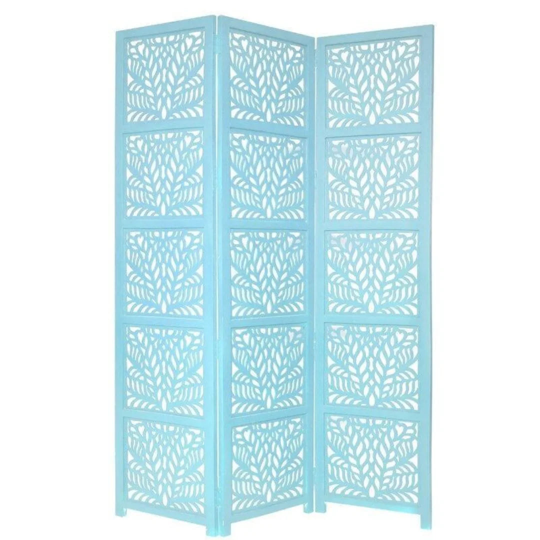 Godfrey Three-Panel Room Divider with Palm Frond Design