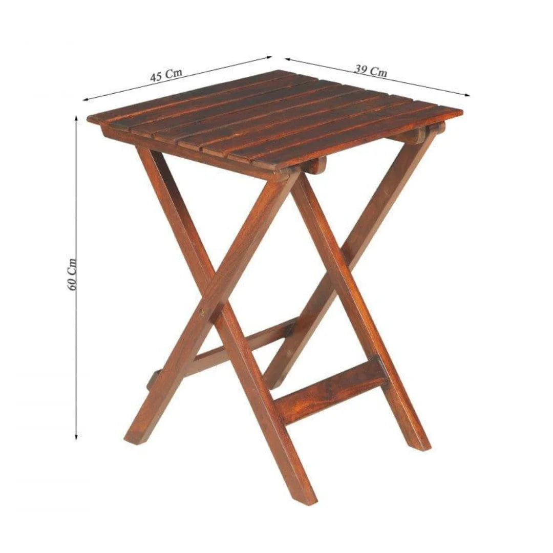 Portable Folding Side Table with Slatted Top Design-Wooden Crest