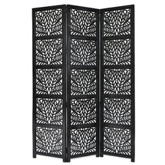 Godfrey Three-Panel Room Divider with Palm Frond Design