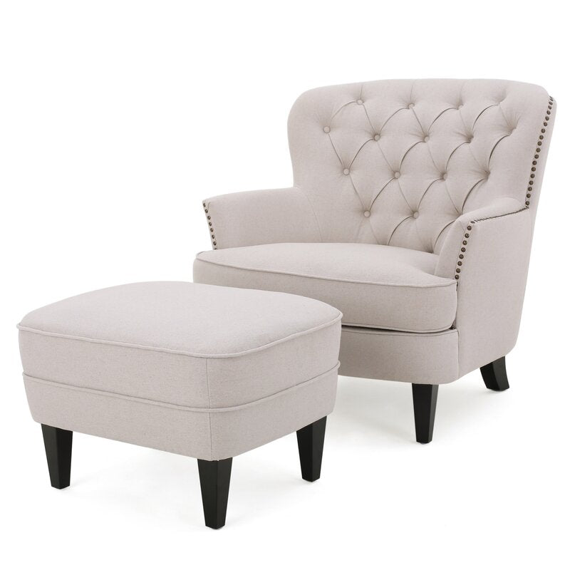 Heywood Wide Tufted Armchair and Ottoman