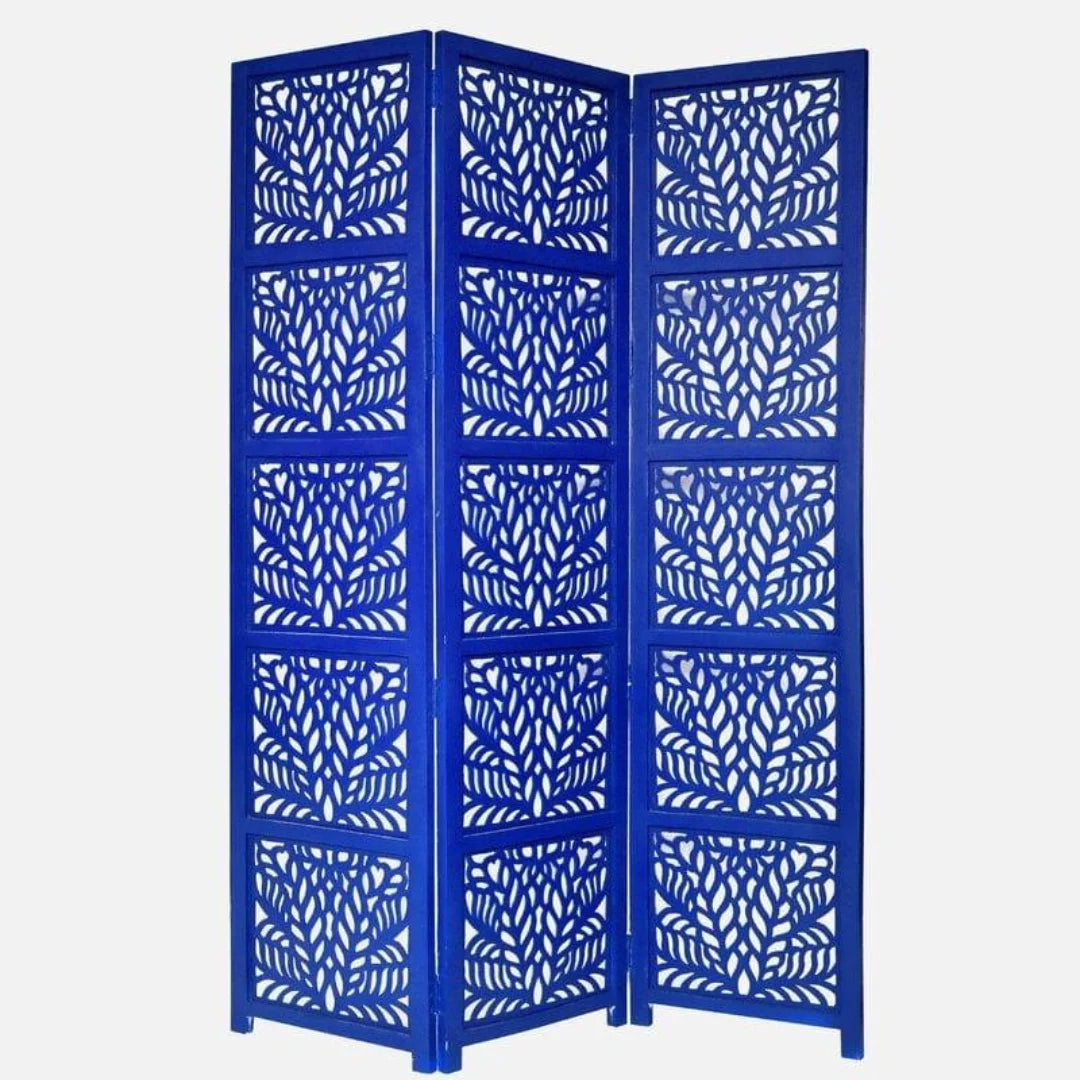 Godfrey Three-Panel Room Divider with Palm Frond Design