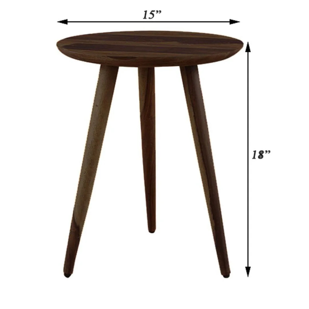 Mid-Century Tripod Side Table with Tapered Legs-Wooden Crest