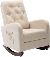 Mid-Century Modern Rocking Chair for Living Room-Wooden Crest