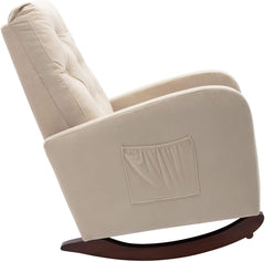 Mid-Century Modern Rocking Chair for Living Room-Wooden Crest