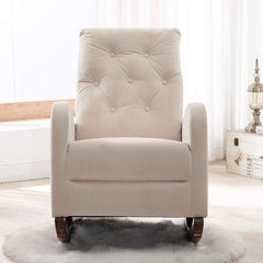 Mid-Century Modern Rocking Chair for Living Room-Wooden Crest