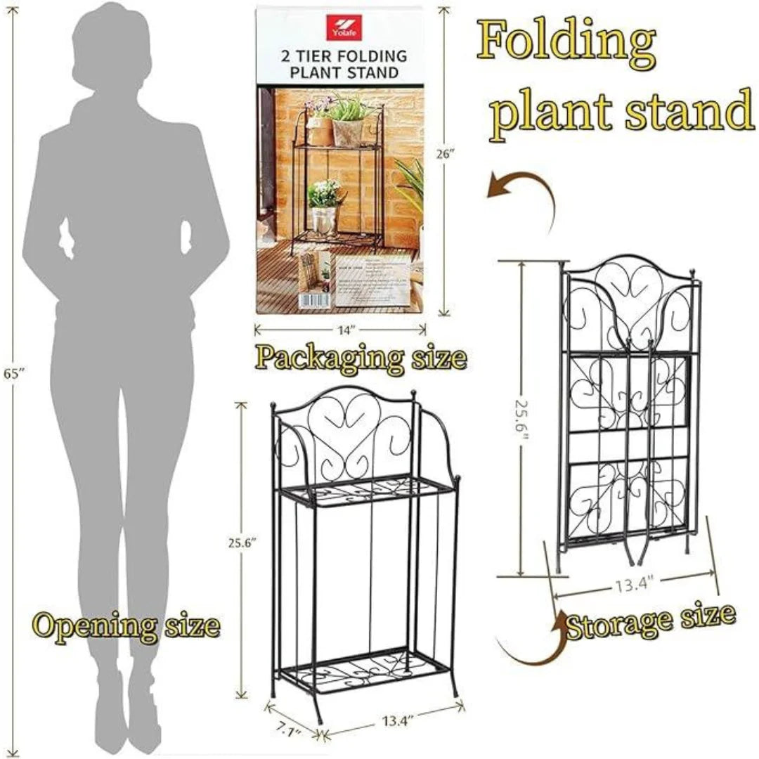 Victorian Two-Tier Plant Stand with Scrollwork Design-Wooden Crest