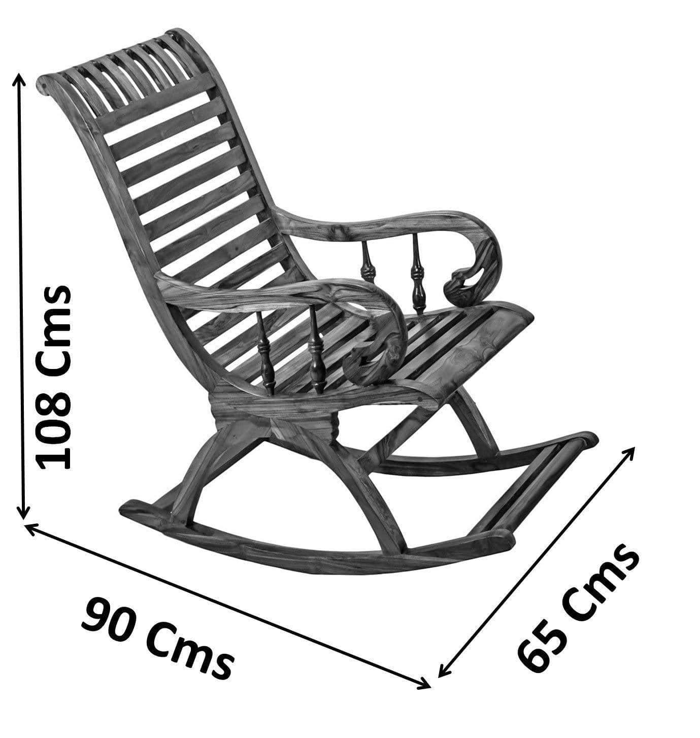 India Sheesham Wood Traditional Arm Rest Rocking Chair – Brown