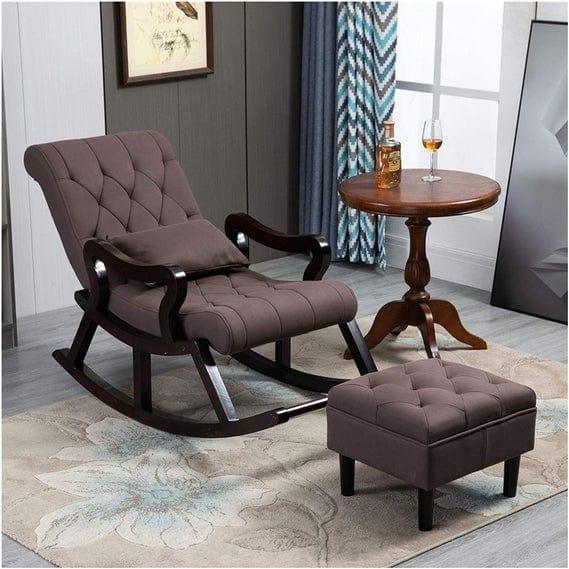 Elegant Wooden Rocking Chair with Footrest