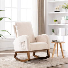 Mid-Century Modern Rocking Chair-Wooden Crest