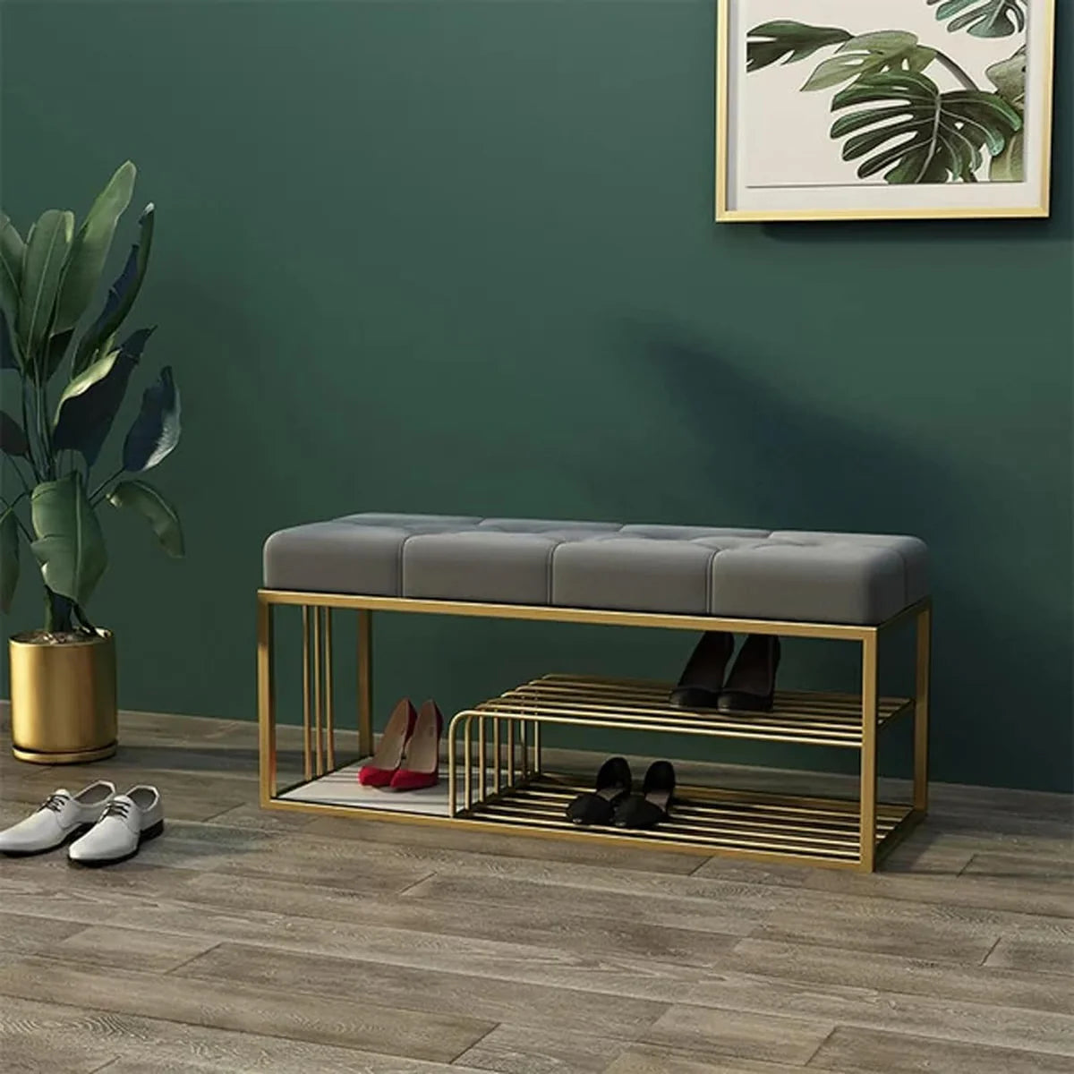 Shoe Rack Bench with Storage-Wooden Crest