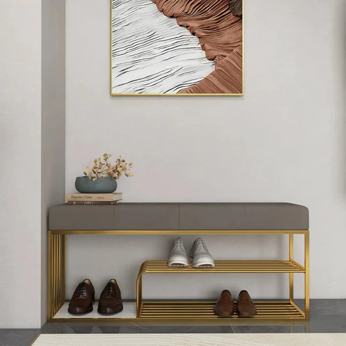 Shoe Rack Bench with Storage-Wooden Crest