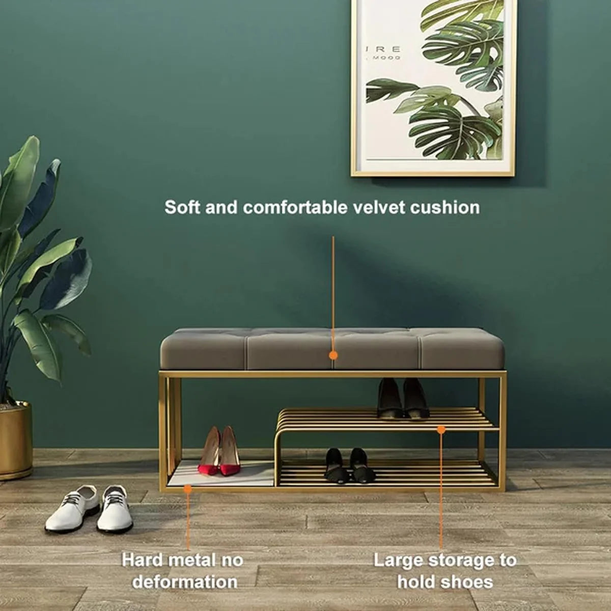Shoe Rack Bench with Storage-Wooden Crest