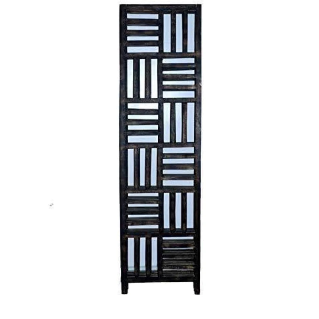 Imperial Four-Panel Room Divider with Lattice Crown Design