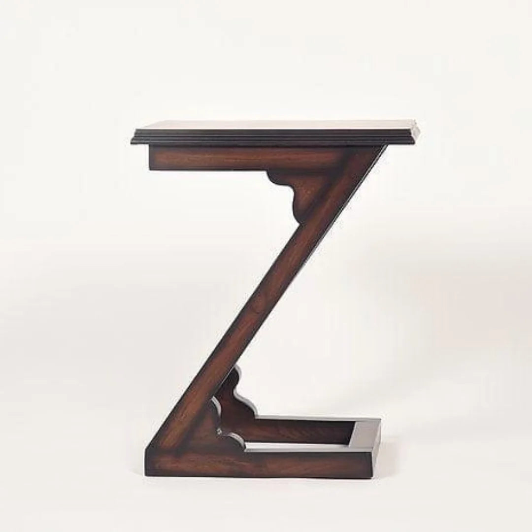 Z-Shaped Accent Side Table with Curved Edges