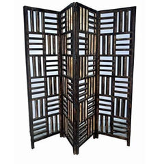 Imperial Four-Panel Room Divider with Lattice Crown Design