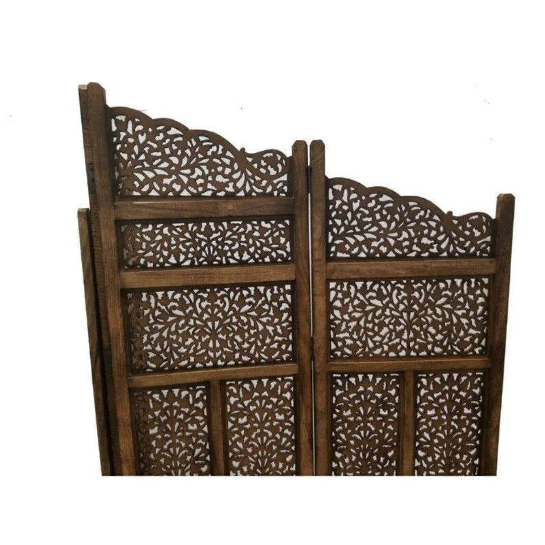 Arabesque Four-Panel Room Divider with Floral Jali Design