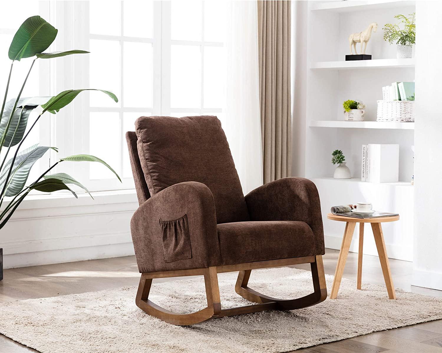Mid-Century Modern Rocking Chair-Wooden Crest