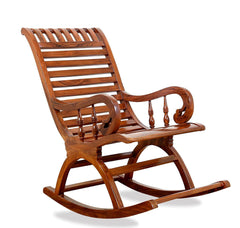 India Sheesham Wood Traditional Arm Rest Rocking Chair – Brown