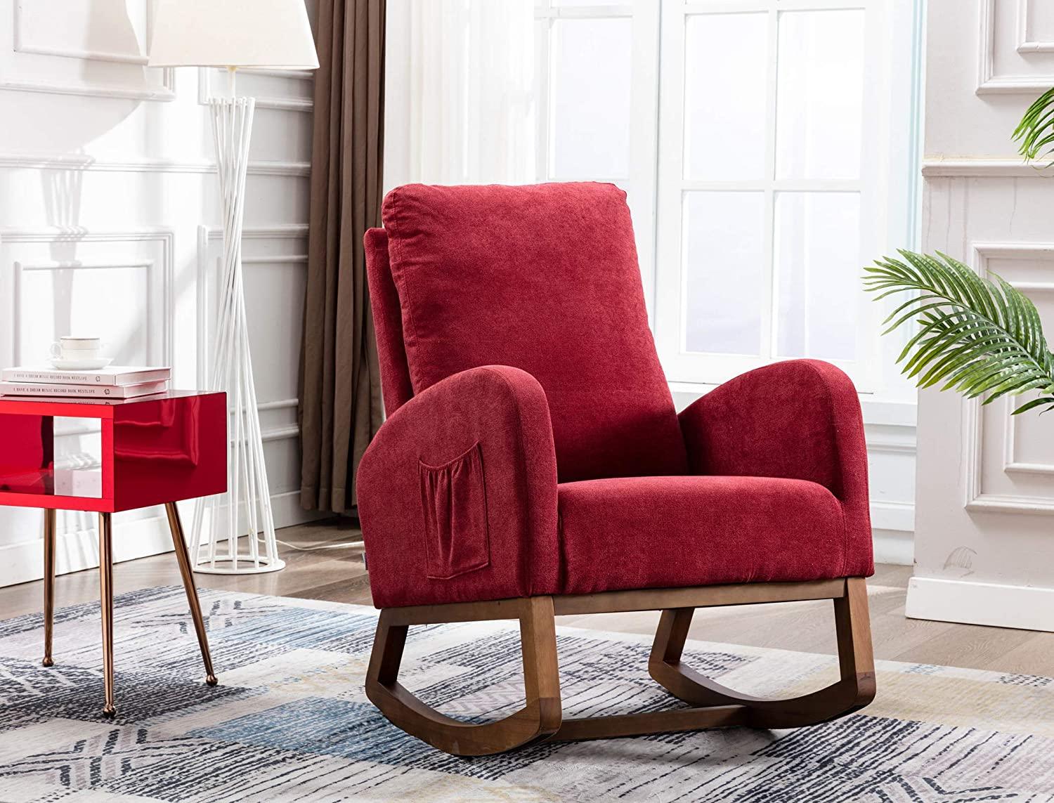 Mid-Century Modern Rocking Chair-Wooden Crest