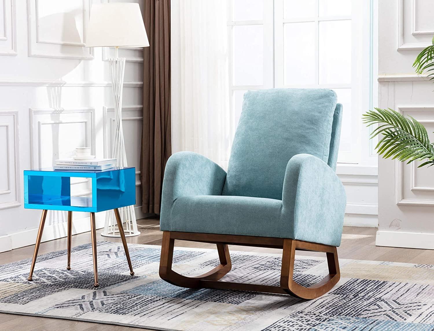 Mid-Century Modern Rocking Chair-Wooden Crest