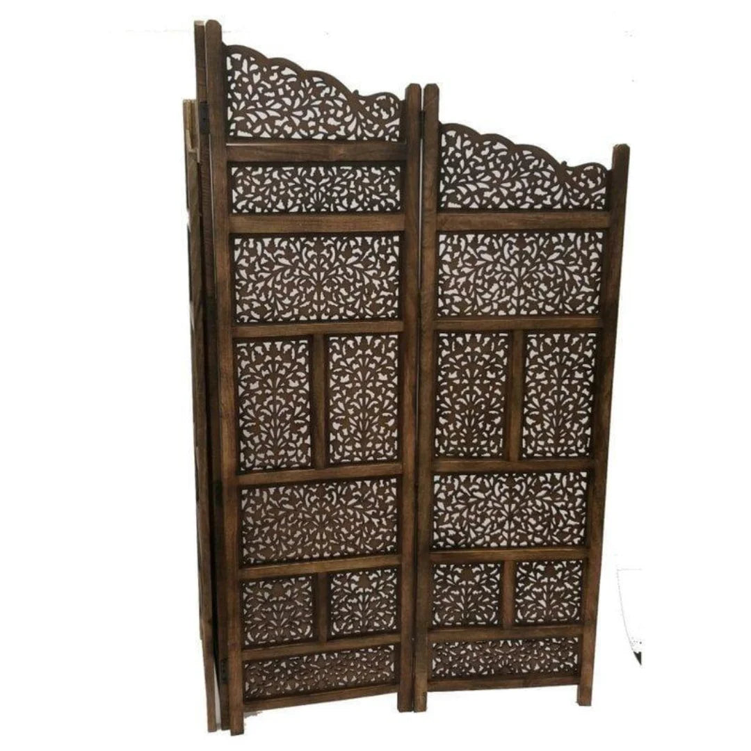 Arabesque Four-Panel Room Divider with Floral Jali Design