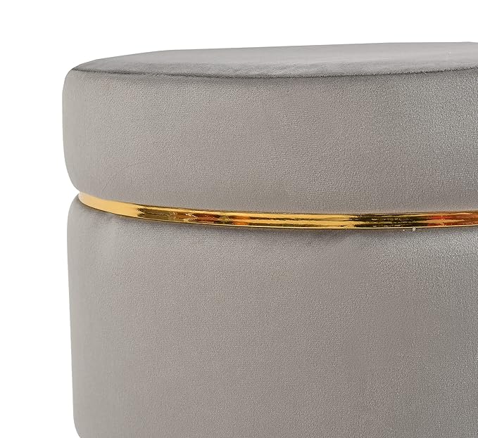 Ottoman Stool for Living Room Set of 2 Sitting Pouffes upholstered pouffe Puffy for Foot Rest Home Furniture Pouf Round Sitting 4 Wooden Legs-Wooden Crest