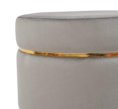 Ottoman Stool for Living Room Set of 2 Sitting Pouffes upholstered pouffe Puffy for Foot Rest Home Furniture Pouf Round Sitting 4 Wooden Legs-Wooden Crest