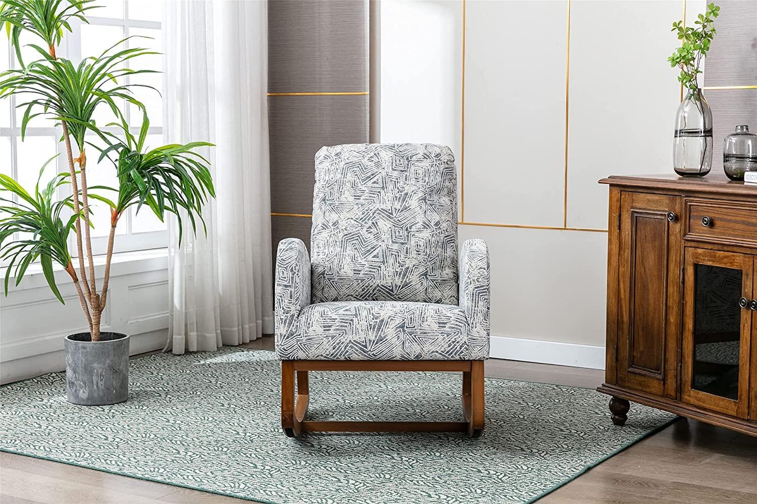 Mid-Century Modern Rocking Chair-Wooden Crest