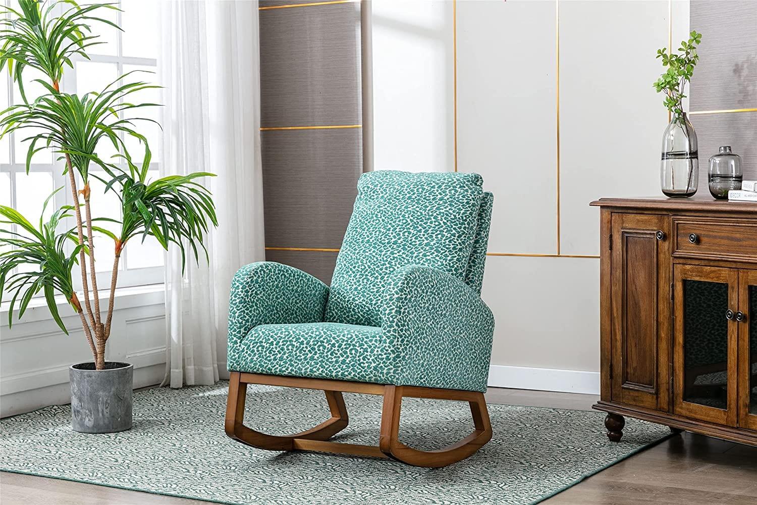 Mid-Century Modern Rocking Chair-Wooden Crest