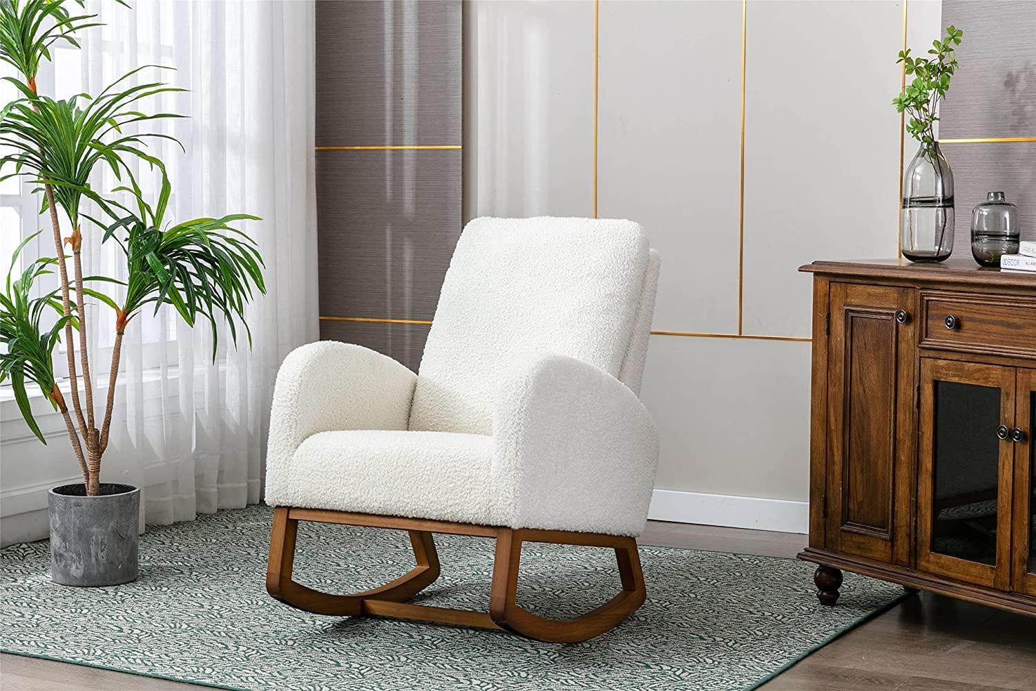 Mid-Century Modern Rocking Chair-Wooden Crest