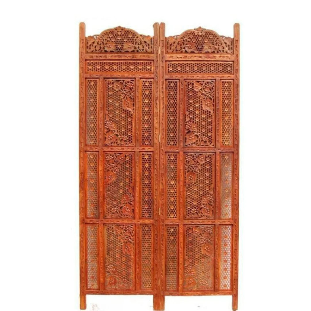 Imperial Four-Panel Room Divider with Floral Jali Design