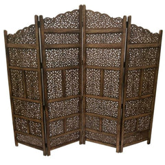 Arabesque Four-Panel Room Divider with Floral Jali Design