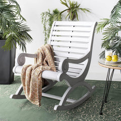 Outdoor Ash Grey Rocking Chair-Wooden Crest