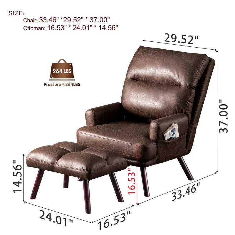 Akeem Wide Lounge Chair and Ottoman